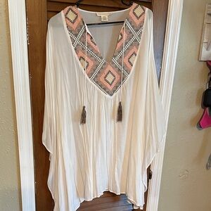 Lovestitch Cream Tunic with Pink and Black Pattern